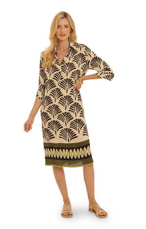 Cream Fan Border Dress