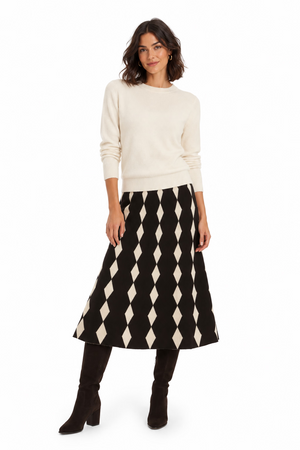 Black Argyle Knit Skirt