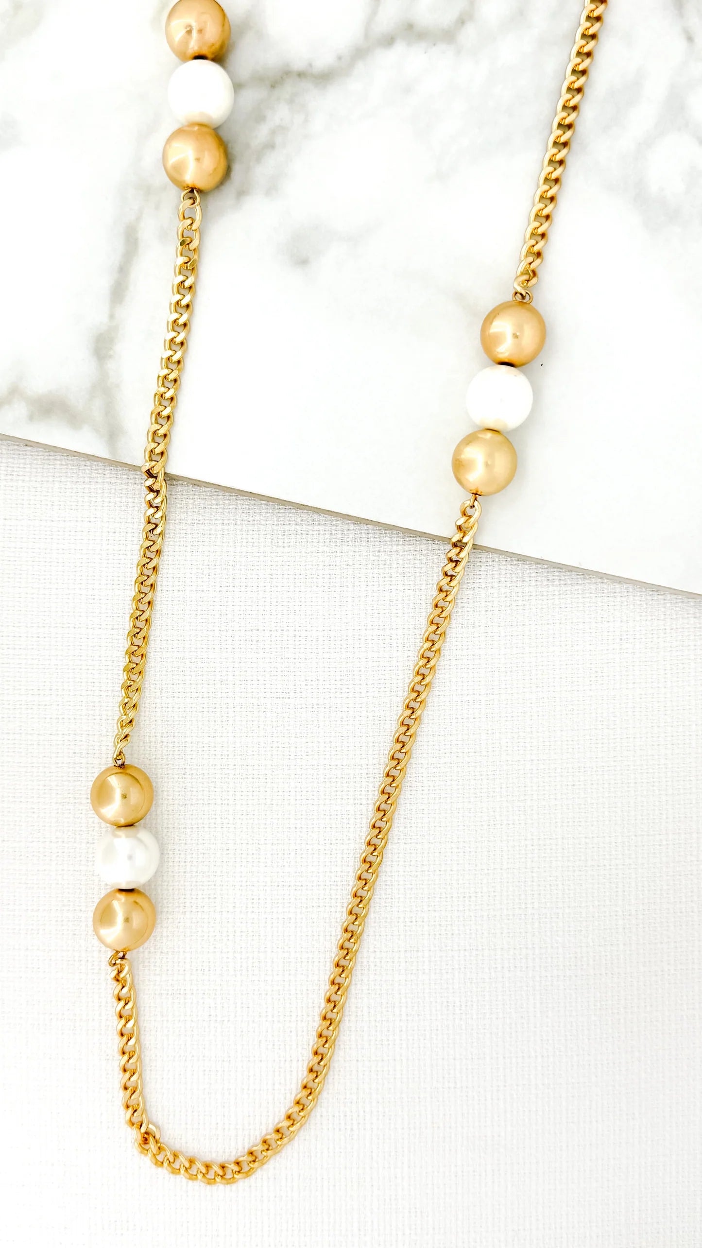 Gold & Pearl Balls Necklace