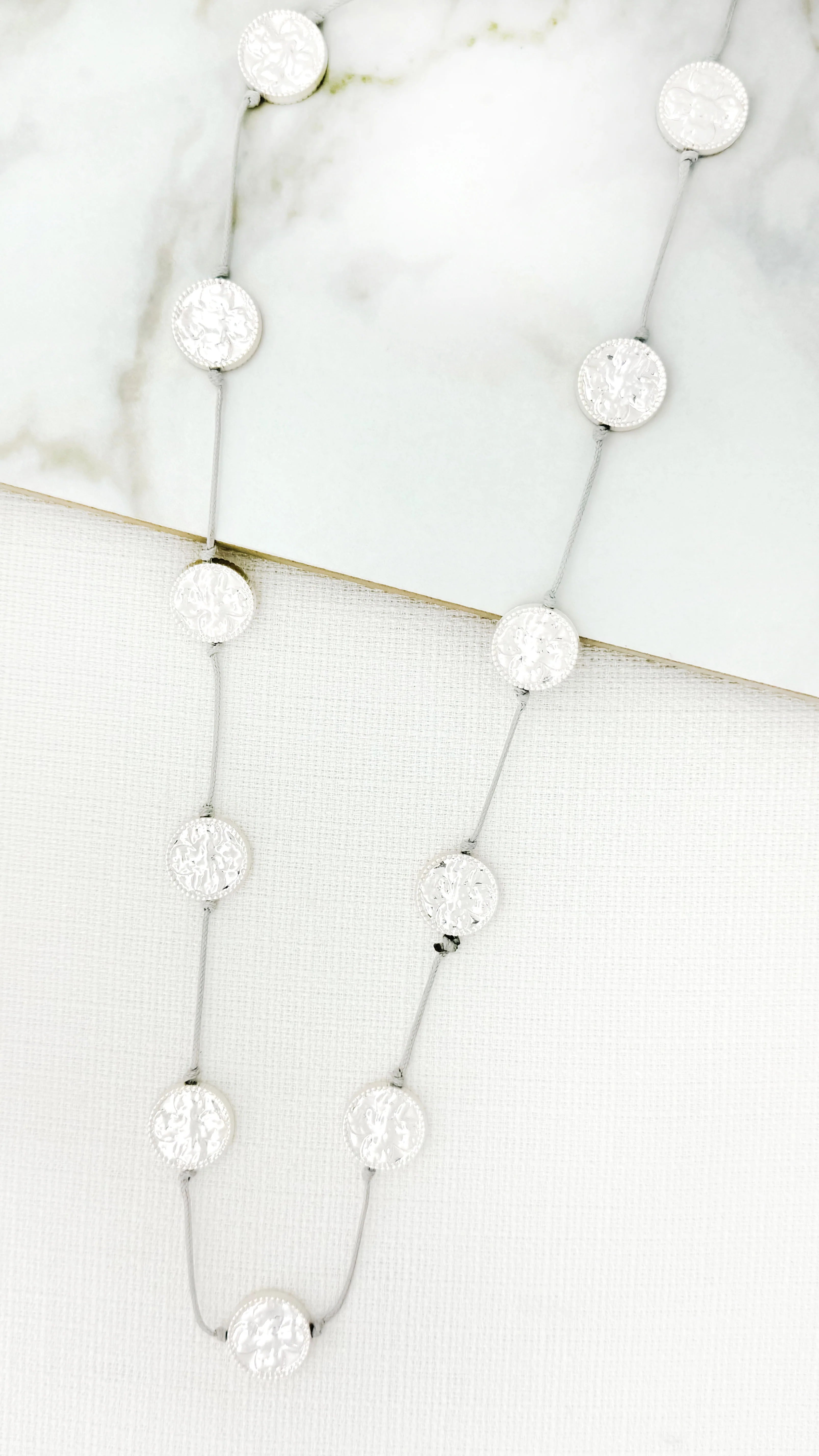 Silver Textured Coins Necklace