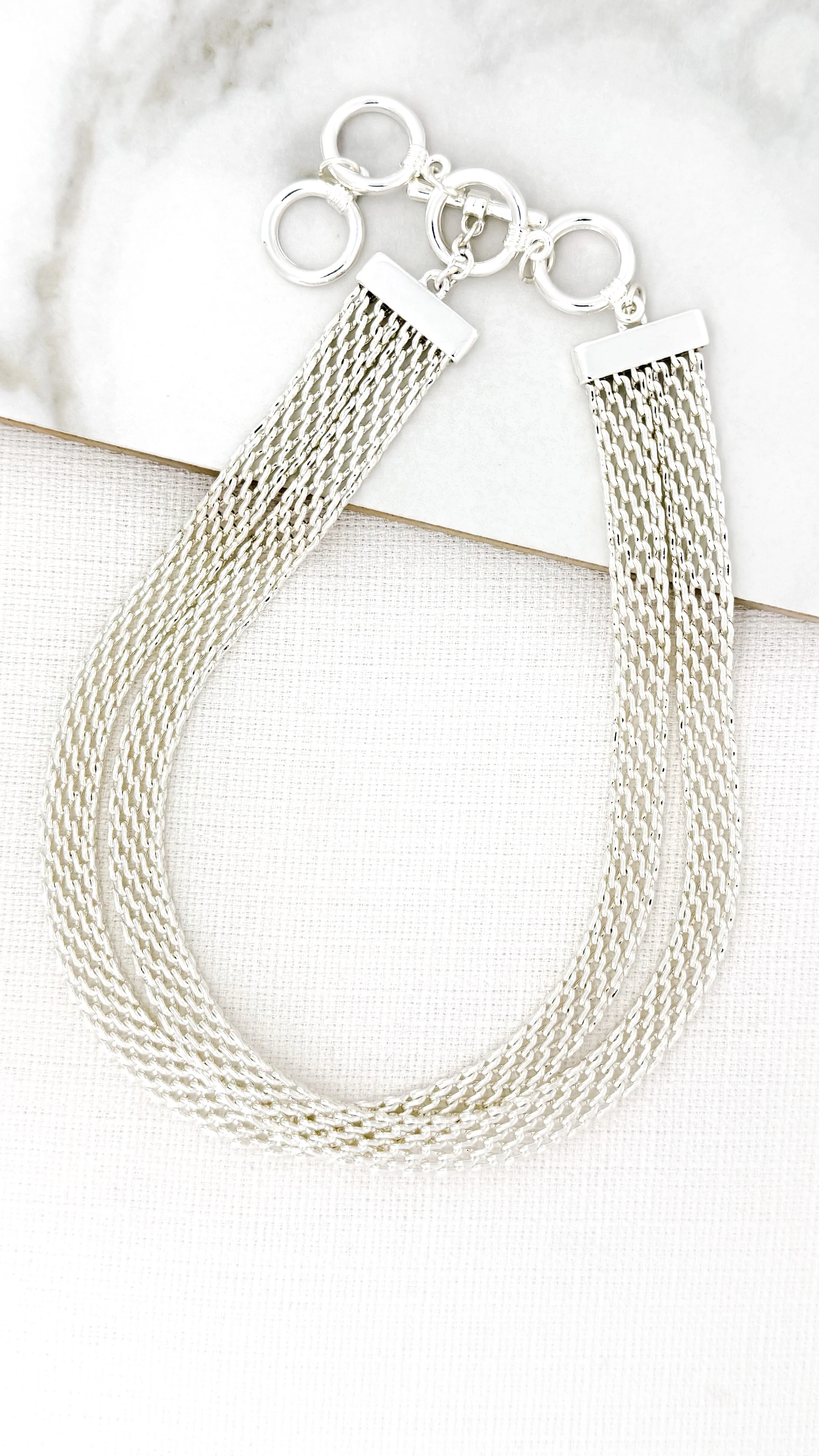 Silver Mesh Chain Necklace