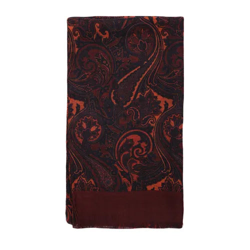 Rust Wool Paisley Scarf