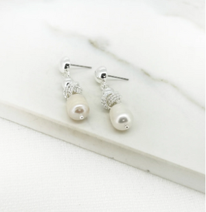 Knot & Pearl Dropped Earrings - Silver