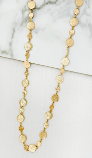 Hammered Disc Necklace - Gold