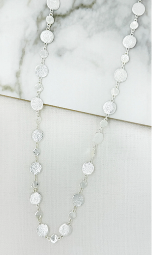 Hammered Disc Necklace - Silver