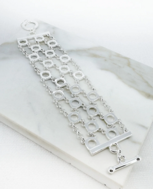 Circle & Chain Bracelet - Silver