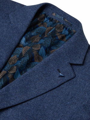 Blue Herringbone Jacket Short Length