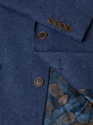 Blue Herringbone Jacket Short Length