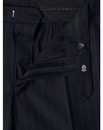 Load image into Gallery viewer, Navy Pinstripe Suit Trousers Long Length
