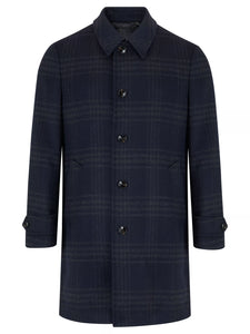 Navy Check Tailored Coat