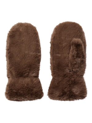 Mocha Faux Fur Mittens