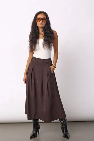 Brown Pleated Alini Skirt