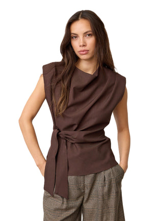 Brown Pleat Top