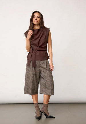 Brown Pleat Top