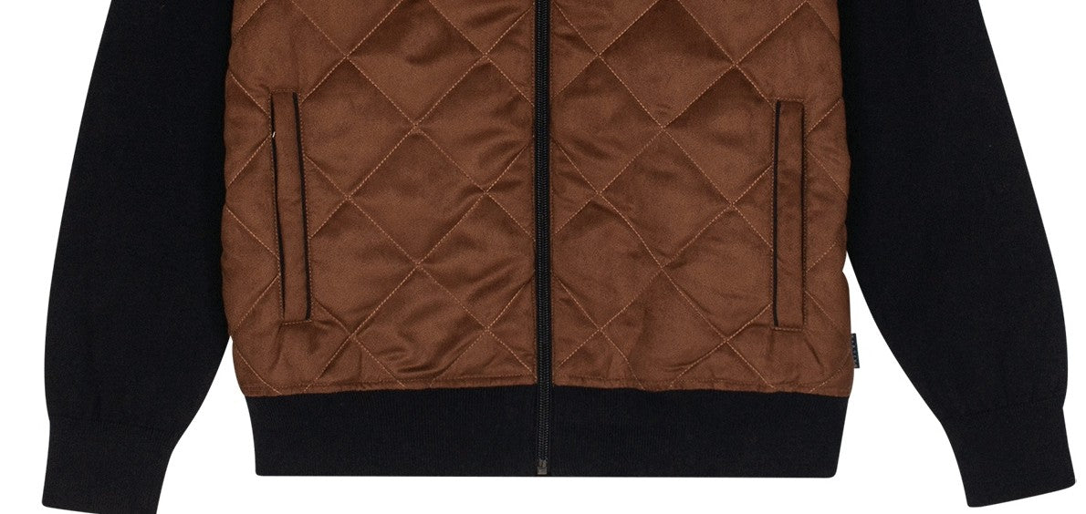 Navy Zip Quilted Cardigan