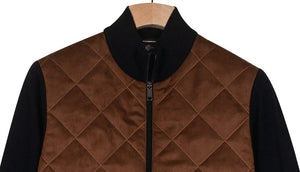 Navy Zip Quilted Cardigan