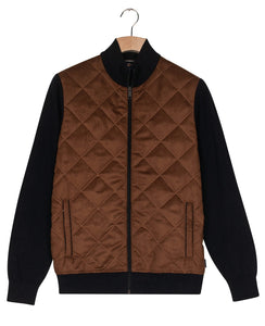 Navy Zip Quilted Cardigan