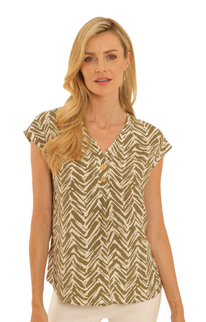 Khaki Chevron Top
