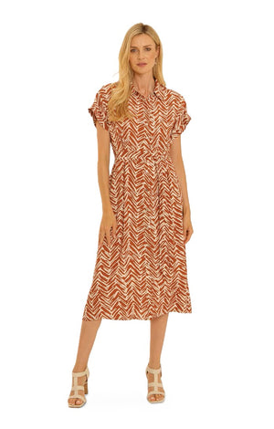 Tan Chevron Shirt Dress