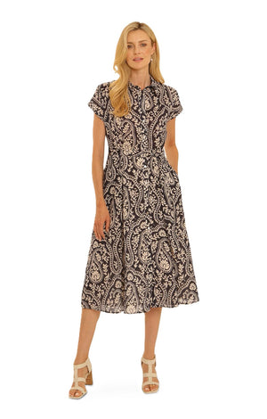 Navy Paisley Midi Dress