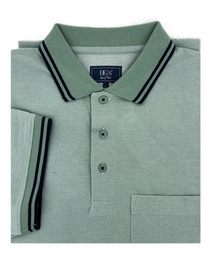 Green Contrast Trim Polo Shirt