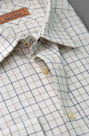 Cobalt Check Brushed Cotton Shirt
