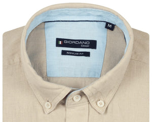 Beige Short Sleeve Linen Shirt