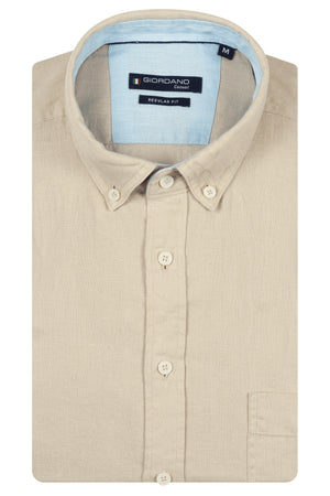 Beige Short Sleeve Linen Shirt
