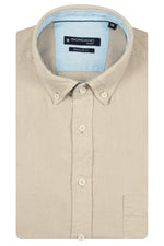 Load image into Gallery viewer, Beige Short Sleeve Linen Shirt
