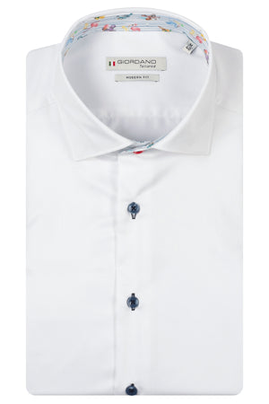 White Contrast Collar Shirt