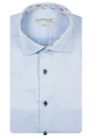 Sky Contrast Collar Shirt