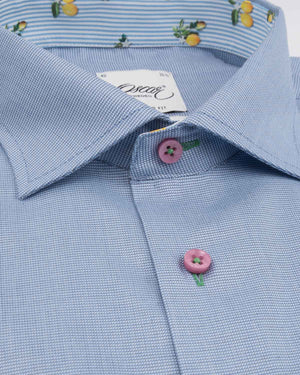 Blue Neat Print Short Sleeve Shirt