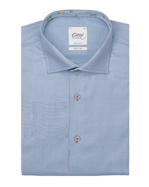 Blue Neat Print Short Sleeve Shirt