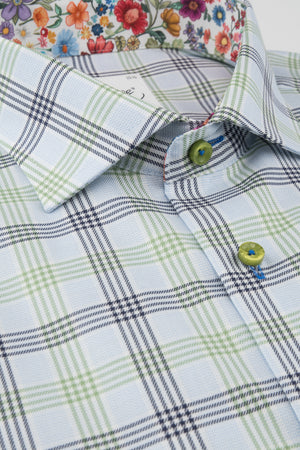 Green  Check Short Sleeve Shirt