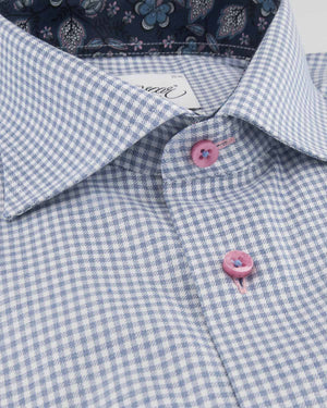 Blue Checked Contrast Details Shirt
