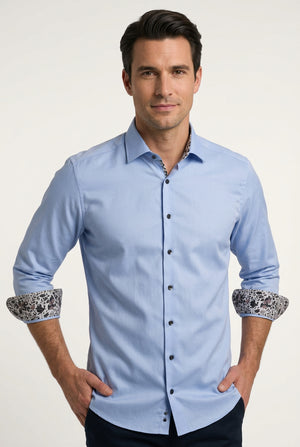 Blue Diagonal Twill Shirt
