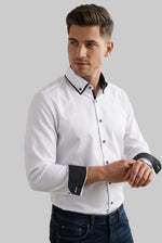 Load image into Gallery viewer, White Double Collar  Pin Dot Shirt
