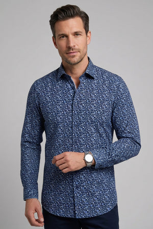 Blue Floral Print Shirt