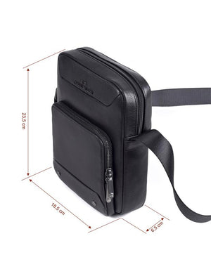 Black Leather Man Bag