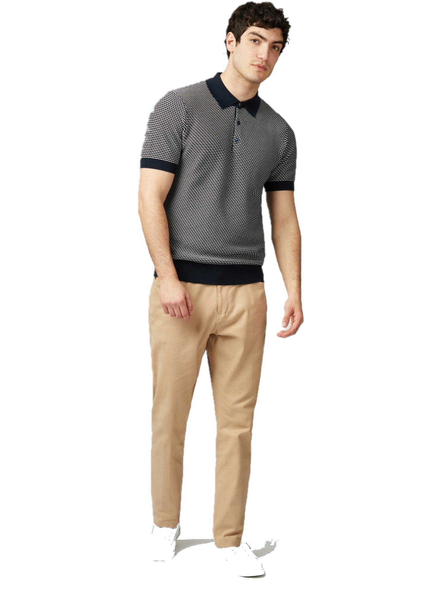 Ben Sherman Bicoloured Textured Polo Navy