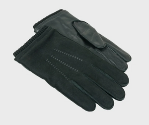 Black Suede Backed Leather Gloves