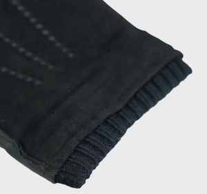 Black Suede Backed Leather Gloves