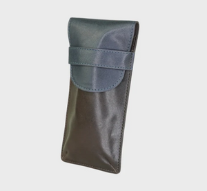 Brown Colour Block Leather Glasses Case