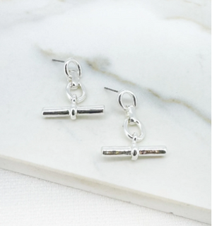 T-Bar Dropper Earring - Silver