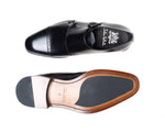 Load image into Gallery viewer, John White Black Alderney Double Monk Shoes
