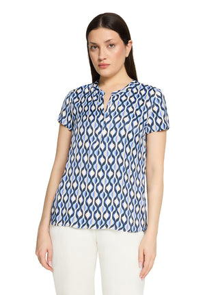 V-Neck Geo Print Blouse
