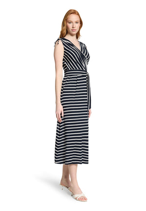 Navy Striped Midi Dress