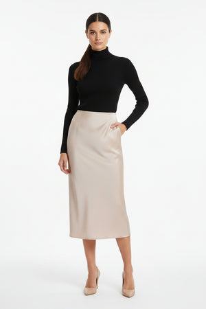 Beige Satin Finish Skirt