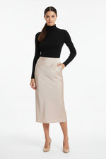 Load image into Gallery viewer, Beige Satin Finish Skirt
