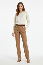 Load image into Gallery viewer, Tan Elegant Stretch Trousers
